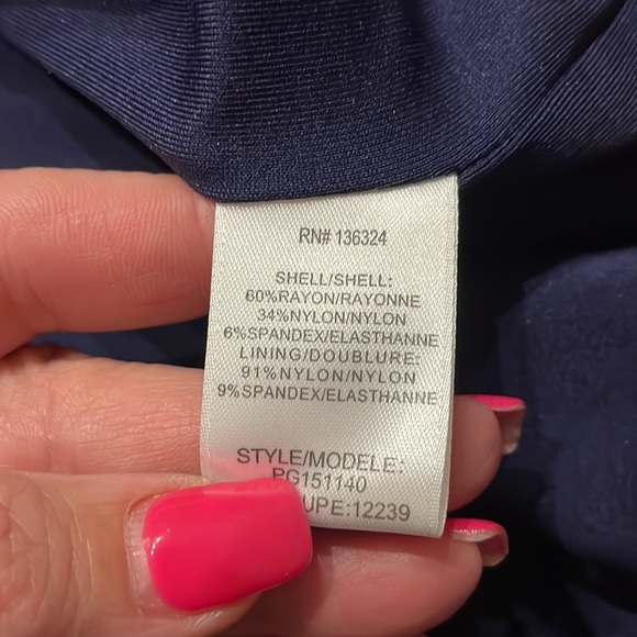 NWT HALSTON  HERITAGE cut out dress long sleeve fitted stretch midnight blue 4 - Picture 11 of 13